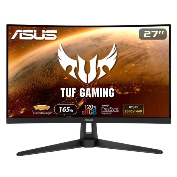 ASUS TUF VG27WQ1B Gaming Monitor - 27" - VA - WQHD - 1ms MPRT (4ms GTG) - Upp till 165Hz - 2560x1440 - 250cd/m²
