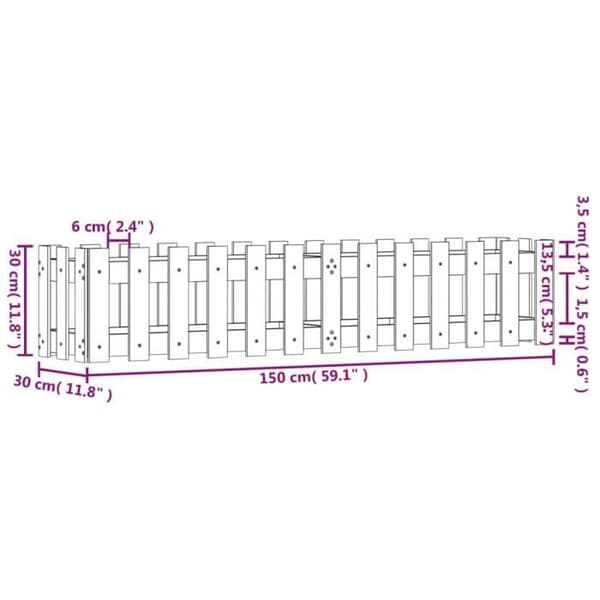 vidaXL Garden Raised Bed Staket Design Solid Douglas Wood 832490