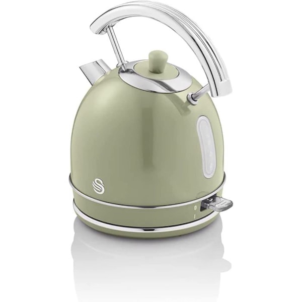 Retro vattenkokare, 1,8 L, BPA-fritt rostfritt stål, dold motstånd, sladdlös SWAN SK14630GNEU 3000W Grön 53746