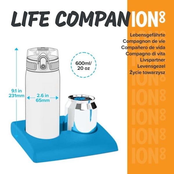 Popote - servis - bestick Ion8 - I8RF500PNTEXTB - Slank vattentäta flaska, BPA-fri, bubblor, 500ml (18oz)
