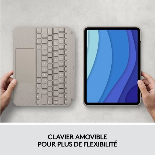 Löstagbart tangentbordsfodral - LOGITECH - Combo Touch - För iPad Pro 11 tum (1:a, 2:a, 3:e och 4:e generationen) - Sandfärg