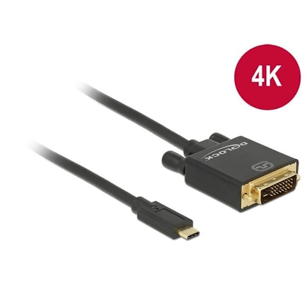 DELOCK 1M, USB-C-DVI 24+1 USB-C DVI 24+1 SVART ADAPTER OCH KONTAKT
