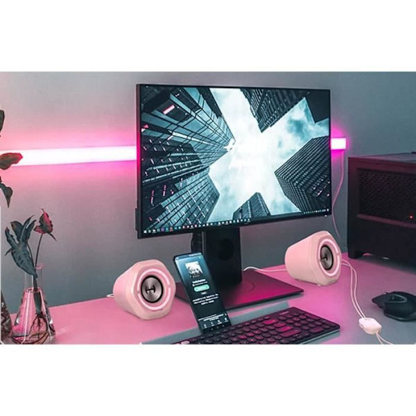 Spelarhögtalare Gaming - EDIFIER - G1000 - Bluetooth - 10 Watts - RGB-belysning 12 effekter Rosa
