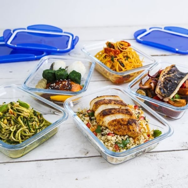 PYREX COOK&GO Rektangulärt förvaringsfat 1,7l 24x18cm + Blått lock Blå