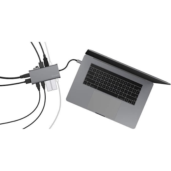 ICY BOX USB-C Dockningsstation med 2 HDMI-portar, 1 DisplayPort 1.4, 100 W strömförsörjning, 4 USB-portar, Läsare av