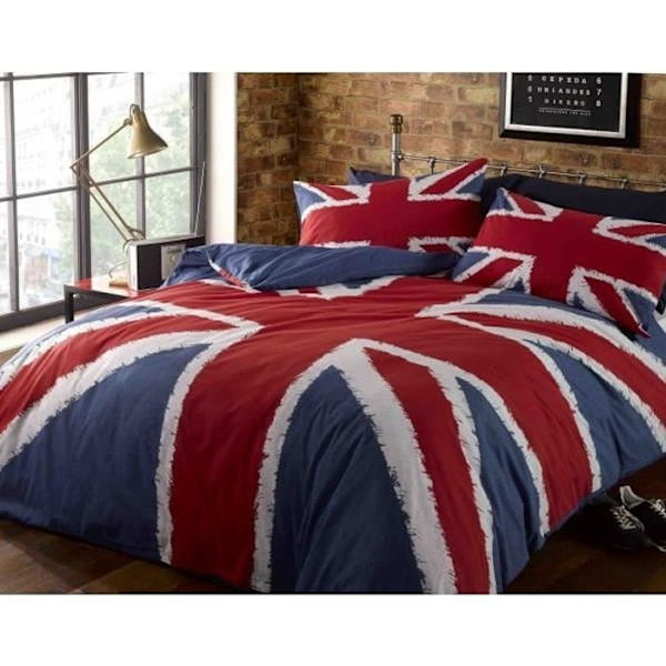 Sängkläder - London - Union Jack - 140 x 200 cm - 1 örngott - Kan tvättas i maskin Blå Vit Röd