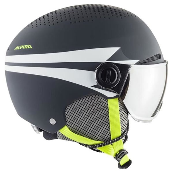 ALPINA Unisex - Barn - ZUPO VISOR Q-LITE Skidhjälm - kol-neon matt - 51-55 cm Kol / neon matt S / M