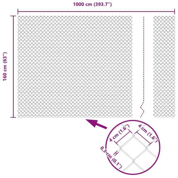 vidaXL Grå metallnätstängsel 42004806