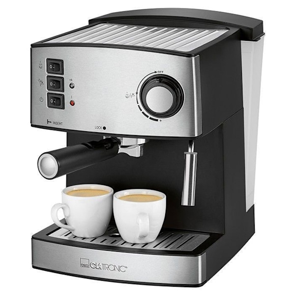 Espressomaskin - CLATRONIC - ES 3643 - 15 bar - Malet kaffe - Rostfritt stål Grå