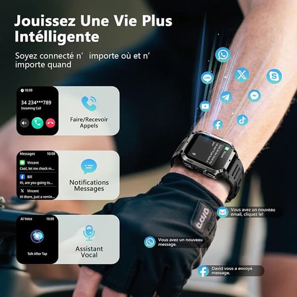 Blackview W70 Pro — Robust smartklocka 1,45" vattentät 10m, 900mAh, LED, kompass, Bluetooth