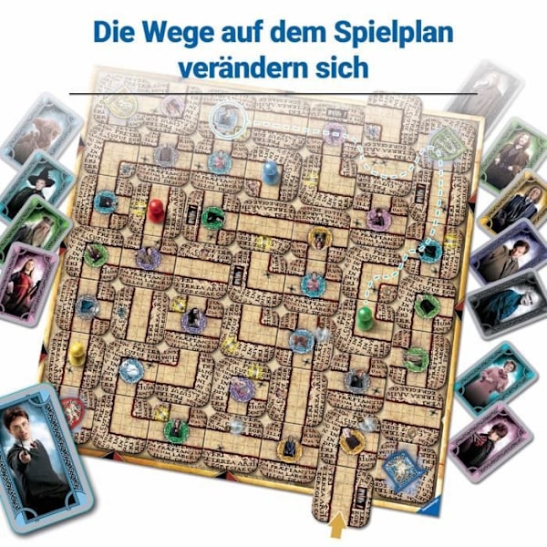 Labyrint Harry Potter, Brädspel, Skattjakt i en rörlig labyrint, Från 7 år, Ravensburger Flerfärgad