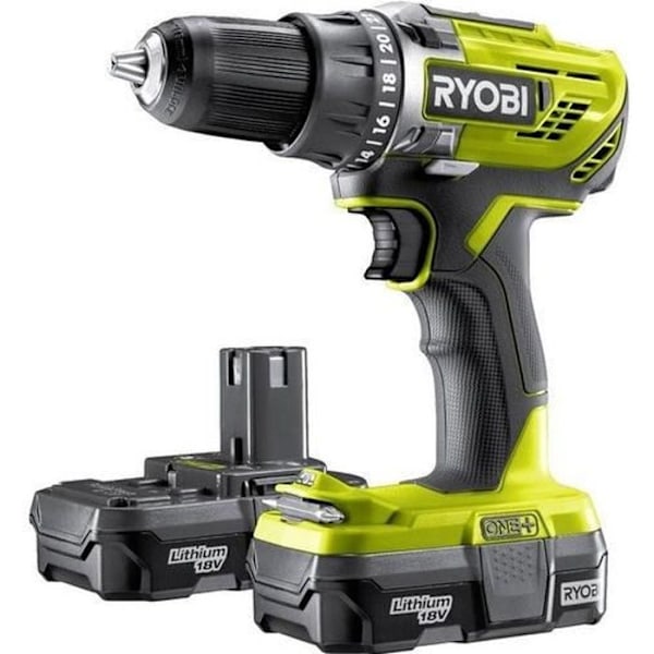 RYOBI 2-växlad 18V OnePlus borrmaskin - Litiumbatterier - 2x 1,5 Ah - R18DD3-215S