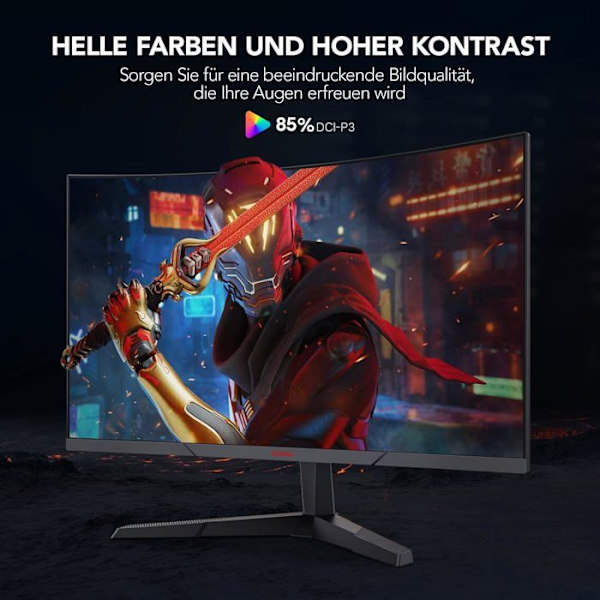 Böjd PC-spelskärm - KOORUI 27E6QC - 27" WQHD - VA Panel - 144Hz - 1ms - 1xHDMI