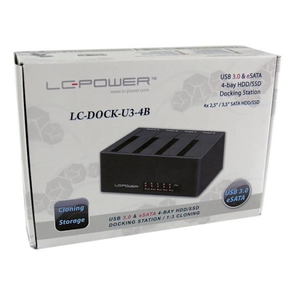 Extern hårddisk - LC-Power - LC-DOCK-U3-4B - USB 3.0 Type-A - 5 Gbit/s - Svart