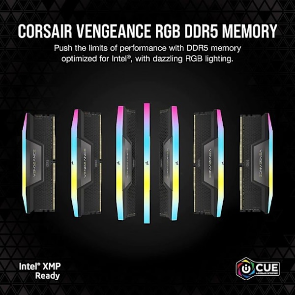 Corsair Vengeance RGB DDR5 64 GB (2 x 32 GB) 6600 MHz CL32 - Svart - Dual Channel Kit 2 RGB DDR5 PC5-52800 RAM - CMH64GX