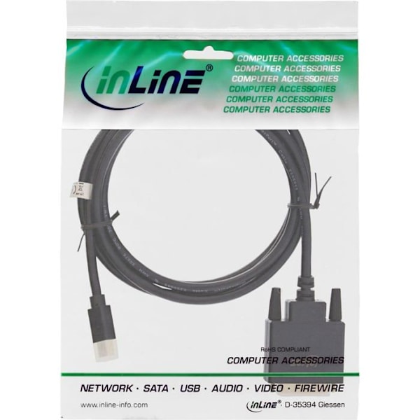 Inline audio - videoadapter - 17222 - DisplayPort-Adapter - Mini DisplayPort (M) till DVI-D (M) - 2.0m - Schwarz ()