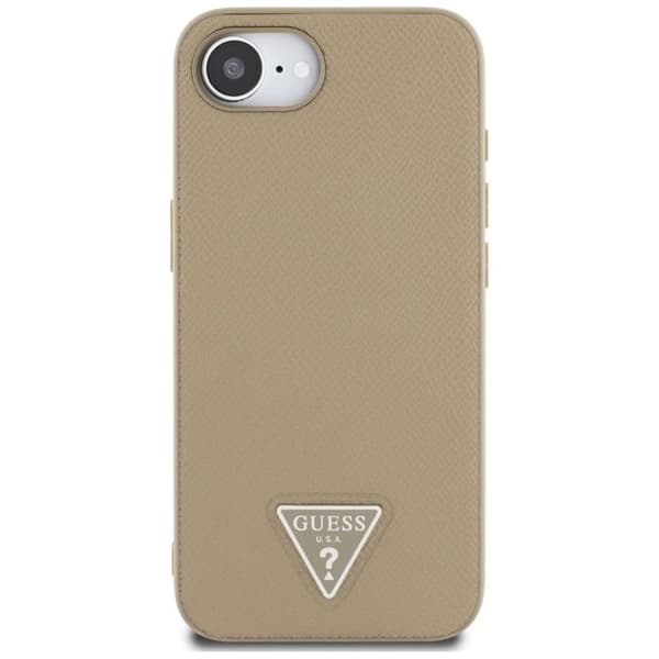 Coque Guess Grained PU Triangle Logo MagSafe för iPhone 16e - Brun Brun