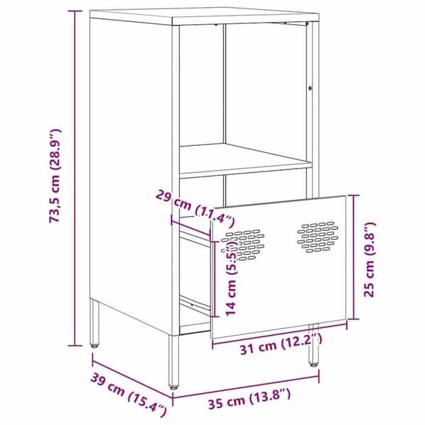 vidaXL Buffé rosa 35x39x73,5 cm kallvalsat stål 851353