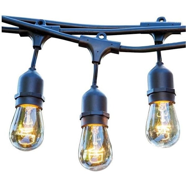 MAFY LIGHT ljusslinga med glödlampor - E27 sockel - vintage stil - 6m - 10 glödlampor - svart Svart