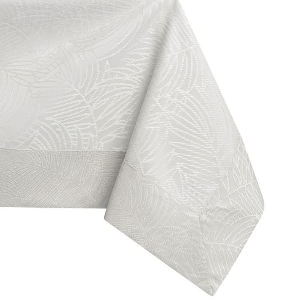 Rektangulär duk Gaia 140 x 400 cm — glänsande kräm, växtmönster, fläckavvisande, certifierad OEKO-TEX Grädde