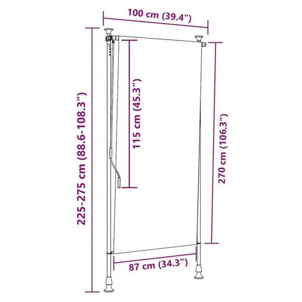 vidaXL Ute rullande blå och vit 100x270 cm tyg stål 368764