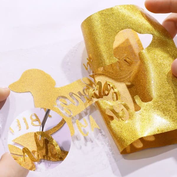 Värmeöverföringsvinyl Glitter - Guld - 30,5 x 90 cm Standard