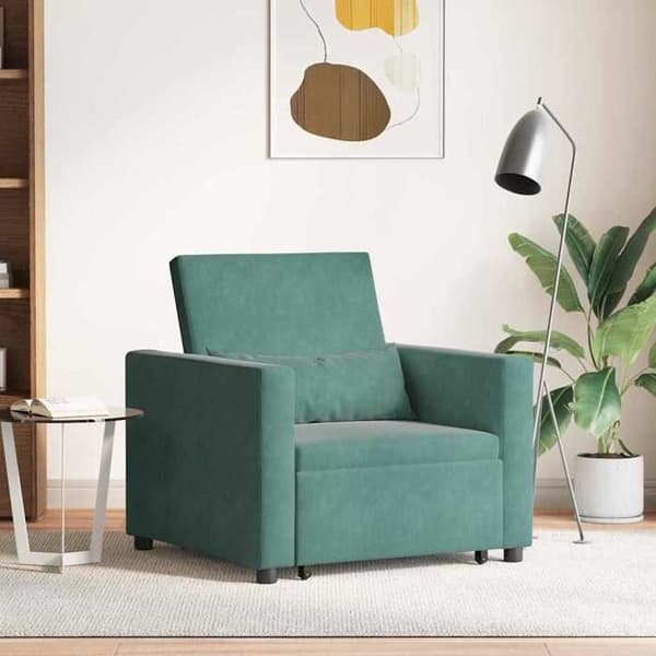 vidaXL Enkel sängsoffa med hjul Mörkgrön Sammet 42002699