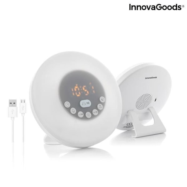 Väckarklocka - InnovaGoods - Slockar - Bluetooth - Simulering av gryning - Flerfärgad Röd, grön, blå, lila, gul