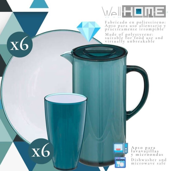 Well home möbler - dekoration - PK5226 - Wellhome blå polystyren servisset.