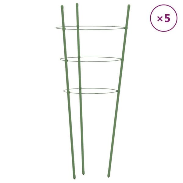 Stöd för trädgårdsväxter 3 ringar 5 st Grön 45 cm Stål Grön