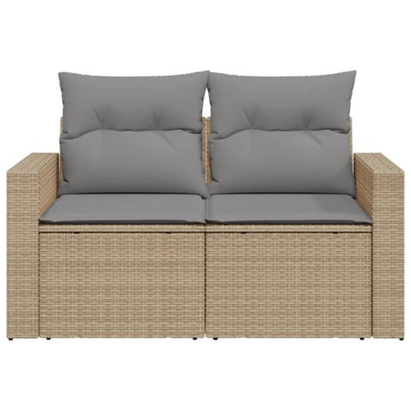 vidaXL trädgårdssoffa med kuddar 2-sits beige hartsrotting 366093