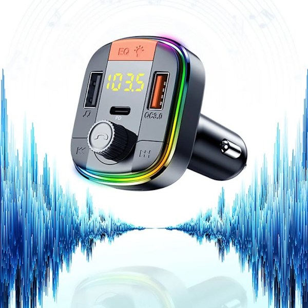 Bil-laddare - Yesido - Y45 - 2xUSB - Typ-C - 18W - Svart Svart