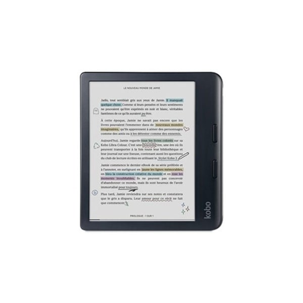 eReader - Kobo - Libra Colour - Färgskärm E Ink Kaleido 3 - 7 tum - Vattentålig IPX8 Svart