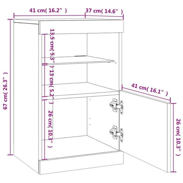vidaXL Buffé med LED-lampor, ekbrun 41x37x67 cm 836685
