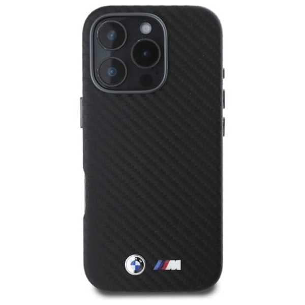 Coque för iPhone 16 Pro Max - BMW kolfiber inlindad metall (BMHCP16X23PUFWC) - Svart svart