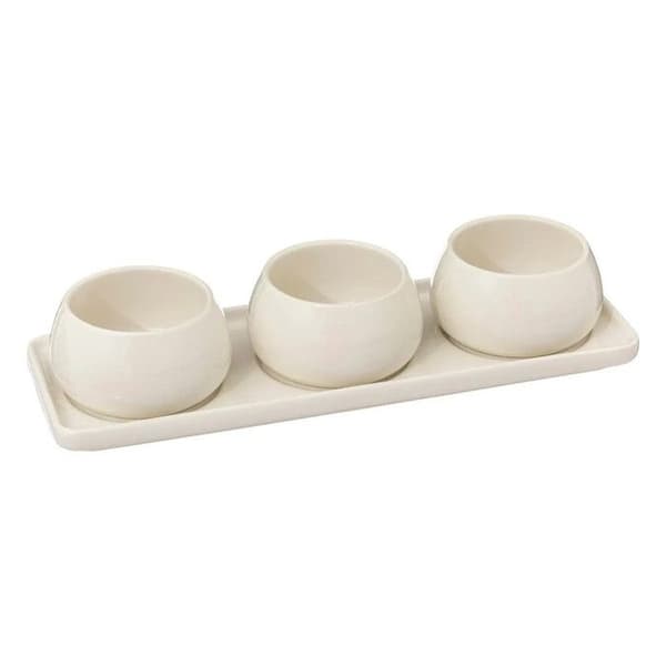 Service Apéritif 4 Delar "Nora" 9cm Vit Vit varmt