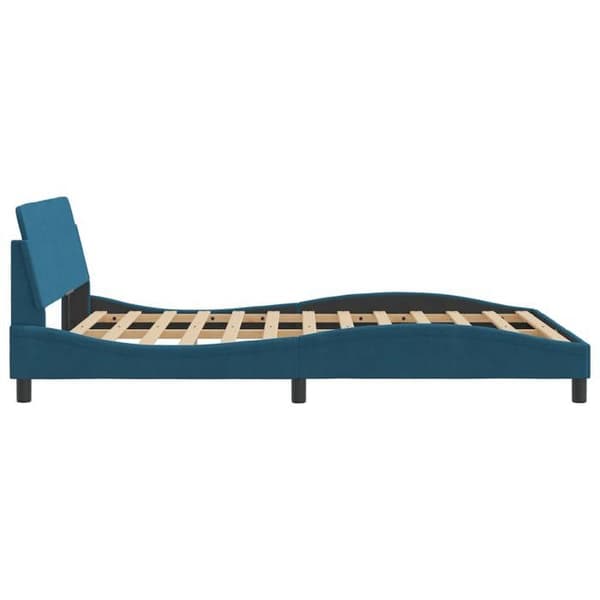 vidaXL Sängram med sänggavel Dover blå 120x200cm sammet 373156