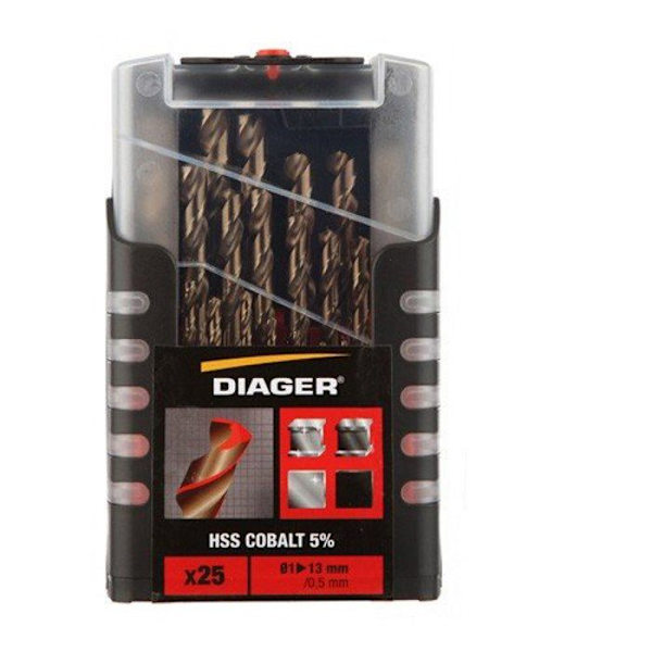 Kartong 25 st HSS kobolt 5 % D. 1 till 13 mm