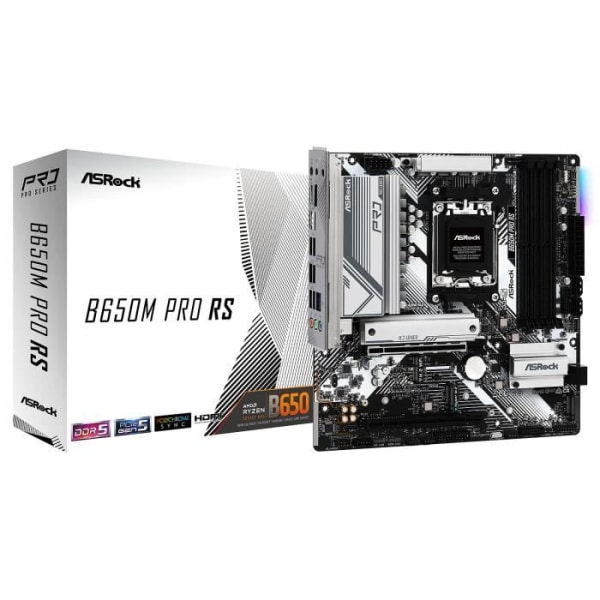 ASRock B650M Pro RS - Micro ATX Socket AM5 AMD B650 moderkort - 4x DDR5 - M.2 PCIe 5.0 - USB 3.2 - PCI-Express 4.0 16x - LAN 2.5 Gb