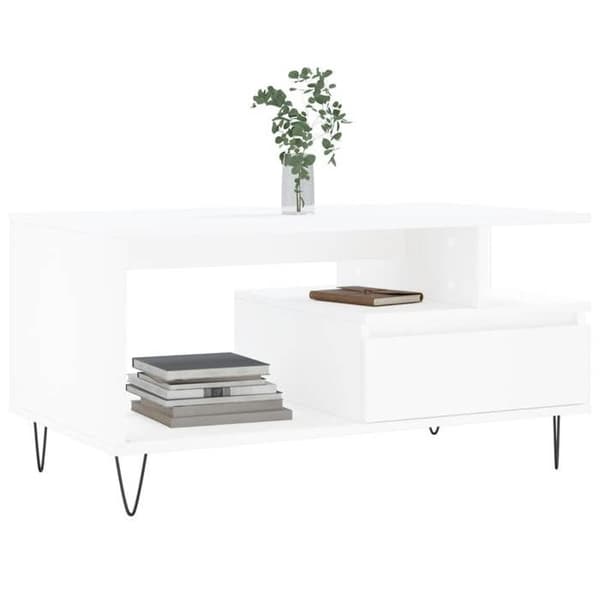 vidaXL Soffbord Vit 90x49x45 cm Konstruerat trä 831020