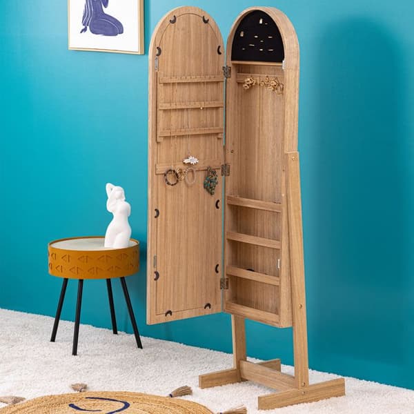 Stående smyckeskrin H145cm trä beige