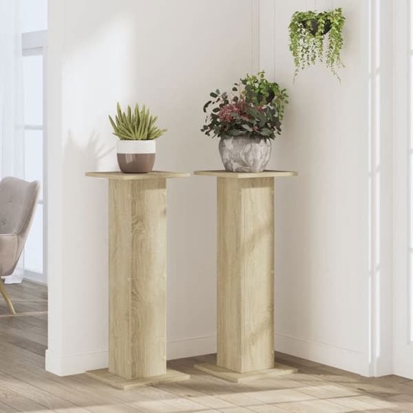 vidaXL Stöd för växter 2 st sonoma-ek trä, blomställning, krukstativ, växtstöd 3307866