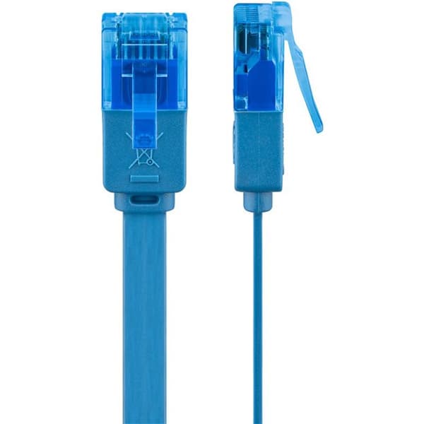 Cordon de raccordement CAT 6a - goobay - 50 cm - moulé, plat - blå
