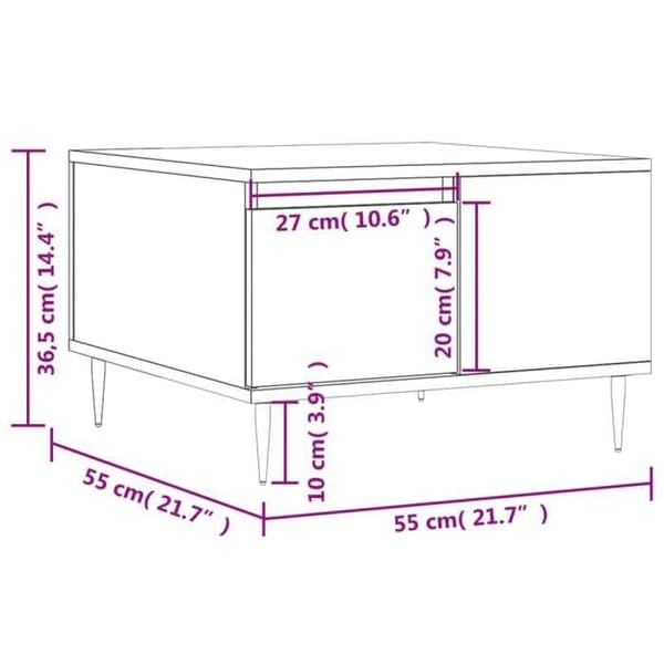 vidaXL Soffbord Glänsande Vit 55x55x36,5 cm Konstruerat trä 830750