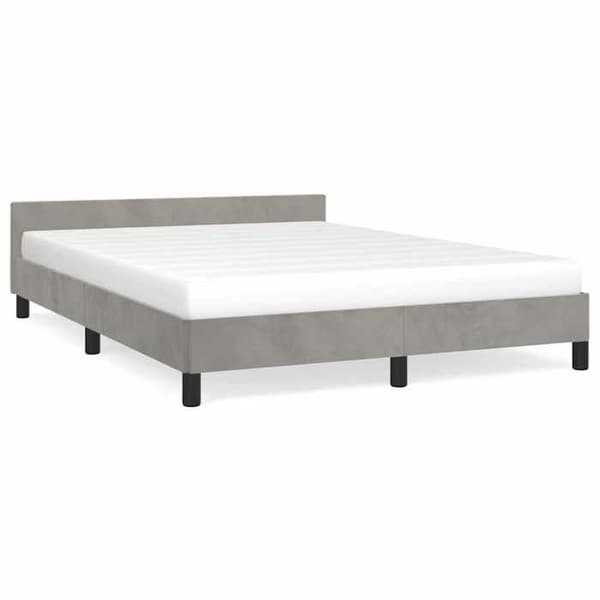 vidaXL Sängram utan madrass ljusgrå 140x200 cm sammet 347573
