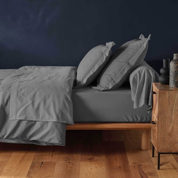 Drap housse 140x190 cm - Bonnet 30 cm - 100% bomull - Antracit antracit