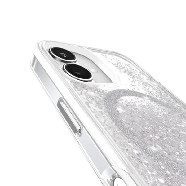 Coque för iPhone 16 MagSafe med Kinetiska Glitter och Kaskadeffekt CASE MATE Silver Transparent