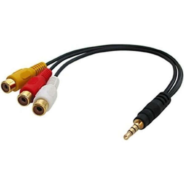 AV-adapterkabel - Lindy - 0,25 m - 3,5mm - 3 x RCA - Svart