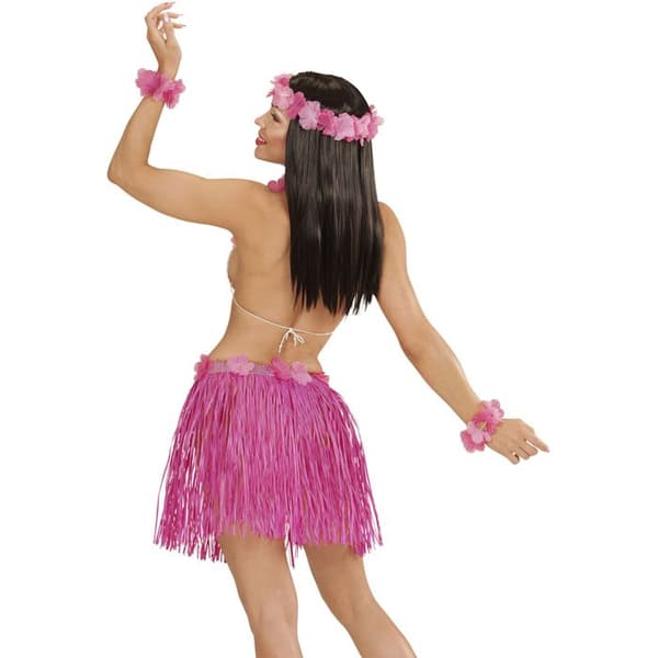 WIDMANN - Hawaii-set - Rosa - Vuxen - 4 delar - Raffia och tyg Ros