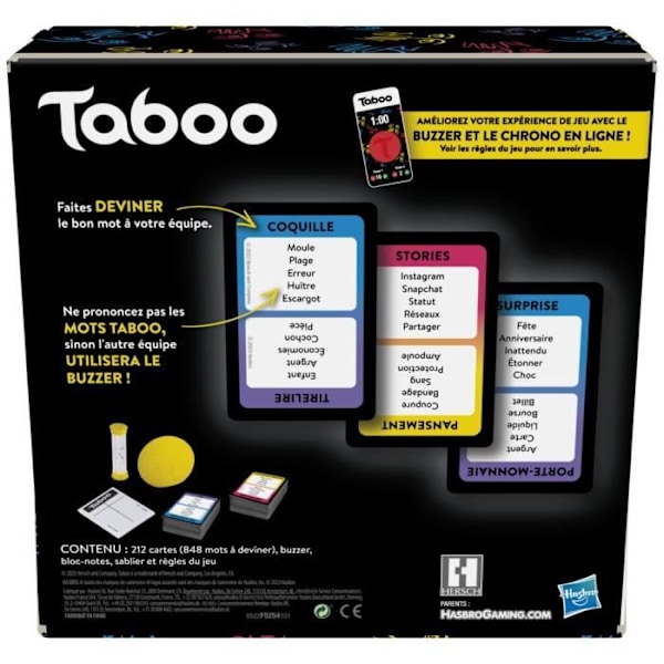 Taboo Classique, Sällskapsspel, Spelet med de förbjudna orden, för tonåringar och vuxna, från 13 år, Hasbro Gaming Flerfärgad